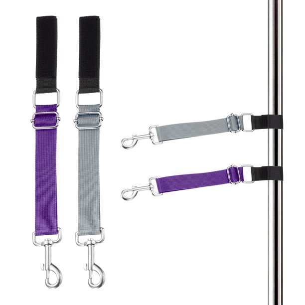Uxcell Lazo de Aseo para Perros, Arnés de Aseo para Mesa de Accesorios Ajustable Seguro y Estable Extensor de Correas de Restricción para Baño (Gris/Púrpura, 2 Piezas)