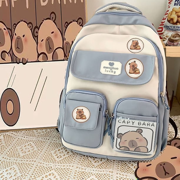 Cute Capybara Schoolbag Large Capacity Adjustable Strap Versatile Backpack Waterproof Computer Bag Student