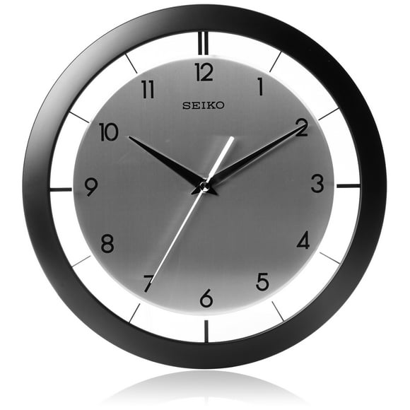Reloj de pared SEIKO St James de metal cepillado, 28 cm, negro
