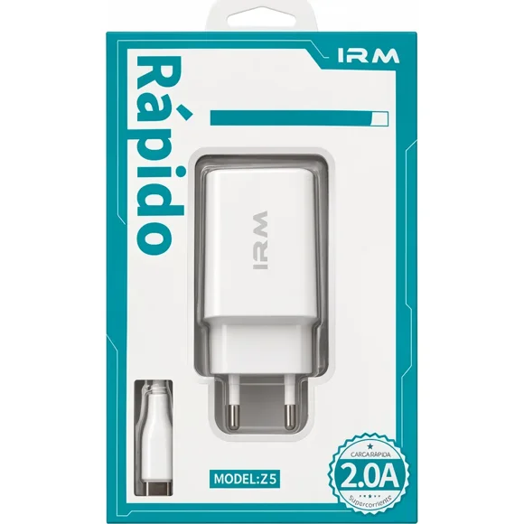 Cargador Celular De Pared Irm 2 Usb 2a Cable Usb-a A Usb-c