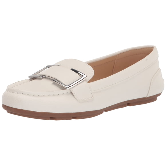 Zapato Calvin Klein Lydia tipo mocasín plano para mujer, color blanco, talla 10