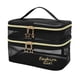 thumbnail image 3 of Neceser de doble capa para mujer, bolsa de maquillaje, organizador de cosméticos para baño, accesorios, artículos de tocador, barniz de uñas de aceite negro con palabras, 3 of 5