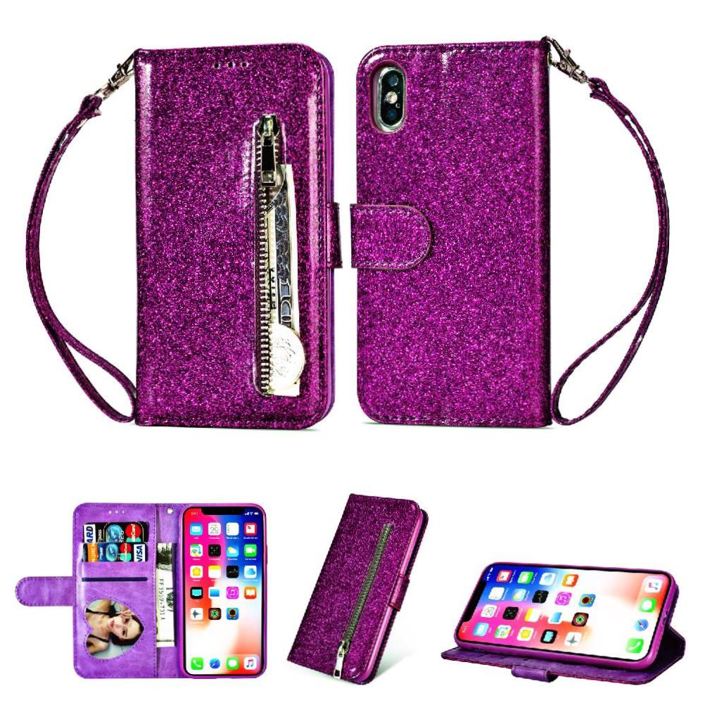Foxdock - Funda Para Elegante Funda Iphone Xs Max Glitter Con Cremallera-Ideal Para El Uso Diario