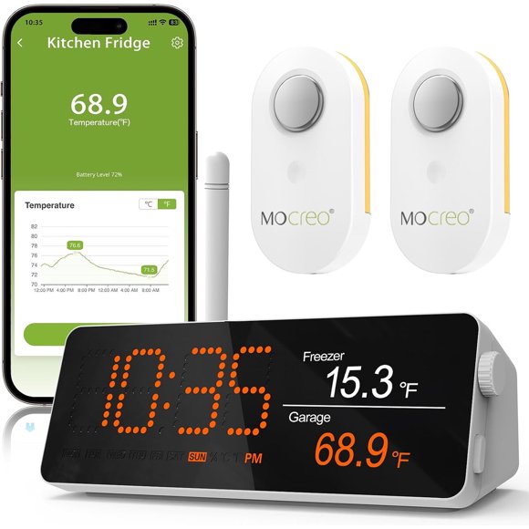 MOCREO WiFi Remote Thermometer Freezer Alarm, 13 Mile Long