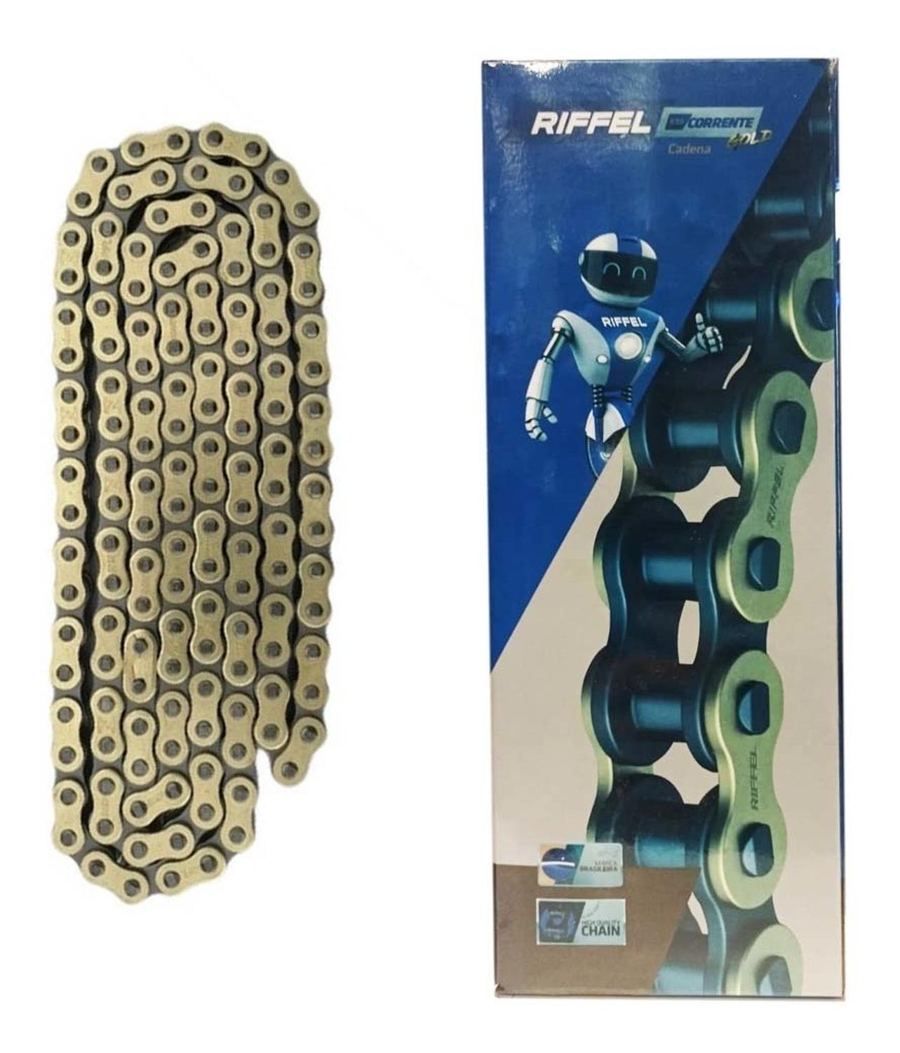 Genérico - Cadena Para Moto Reforzada 520 X 120 Dorada C/ Seguro