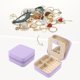 thumbnail image 2 of REGALWOVEN Mini Caja de Viaje para Joyas con Espejo para Mujeres, Organizador de Joyas Portátil Estuche de Almacenamiento y Exhibición para Aretes Anillos Púrpura, 2 of 7