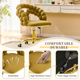 thumbnail image 3 of Silla de vanidad trasera de burbuja de terciopelo, silla de maquillaje giratoria de 360 ° de altura ajustable con base de metal de oro y ruedas rodantes silenciosas, 3 of 4