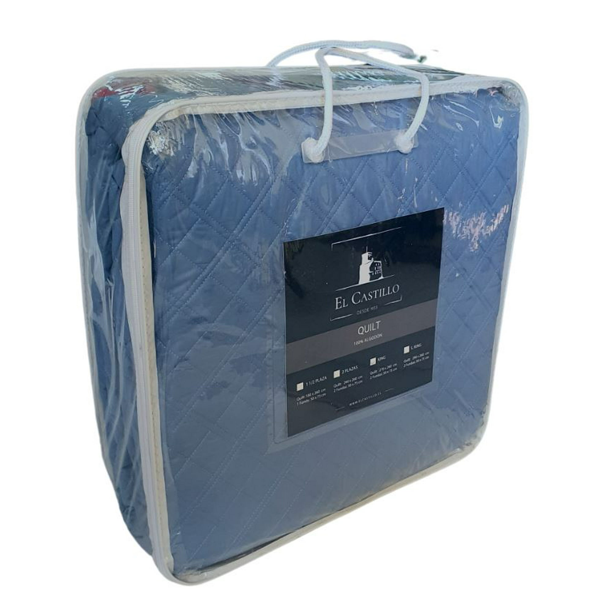 El Castillo - Quilt 100% Algodón Azul 2 Plazas