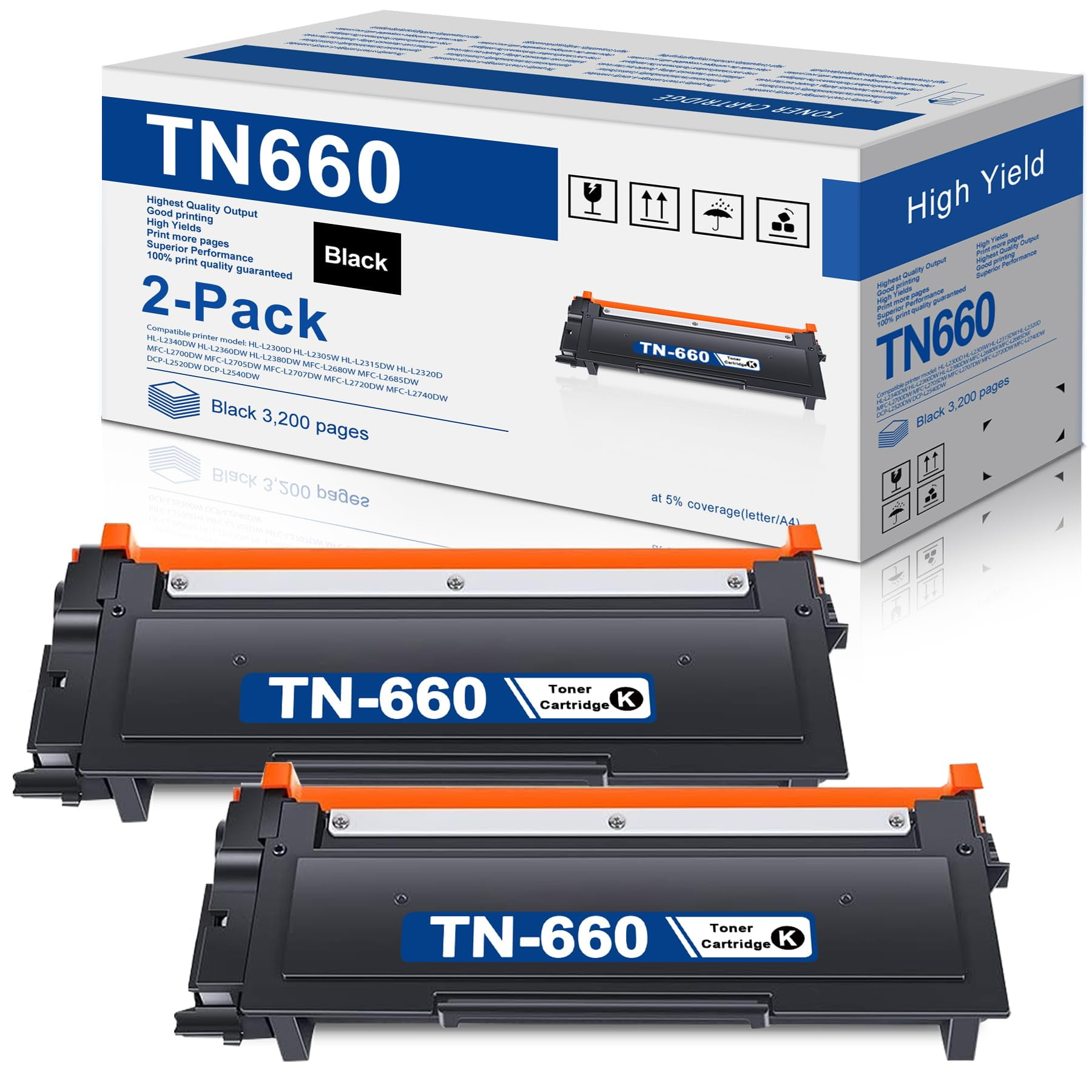 Cartucho De Tóner Higcor Tn660 De Alto Rendimiento Para Impresora Brother