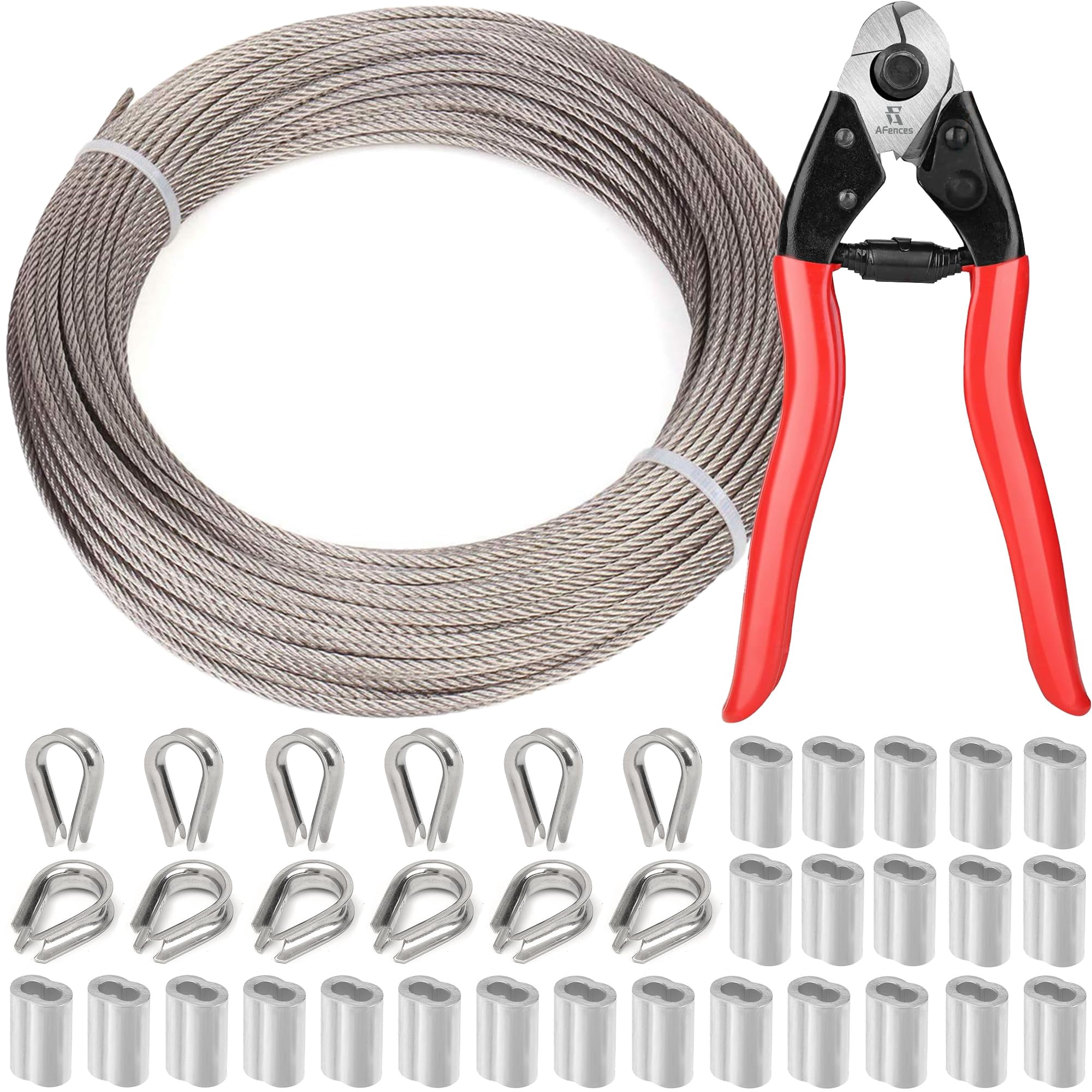Afences - Cercas De Cable De Acero Inoxidable De 1/8 Pulgadas, 30 M, 7 X 7 Hilos