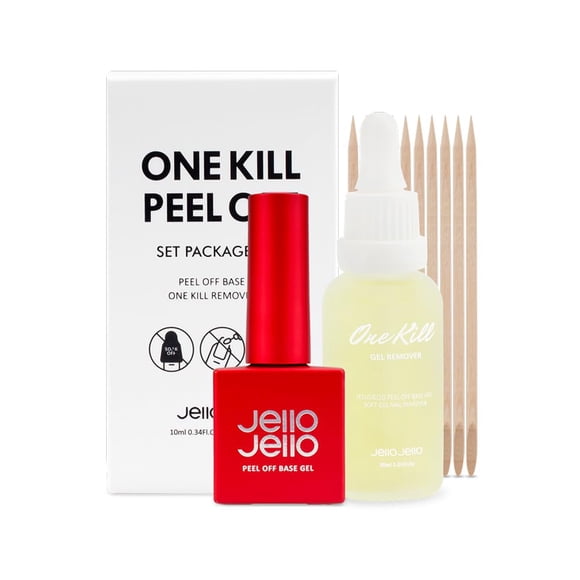 Set de Gel para Uñas JelloJello Base Peel-Off 10ml + Removedor 30ml