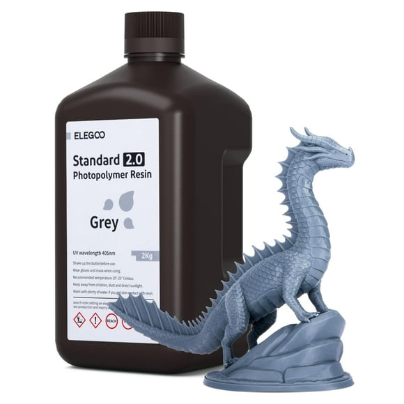 Resina ELEGOO Upgrade Standard 2.0 para impresora 3D de 2 kg, color gris