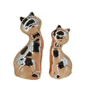 El Edén - Adorno Decorativo De Cerámica Diseño Pareja De Gatos Color Rosado