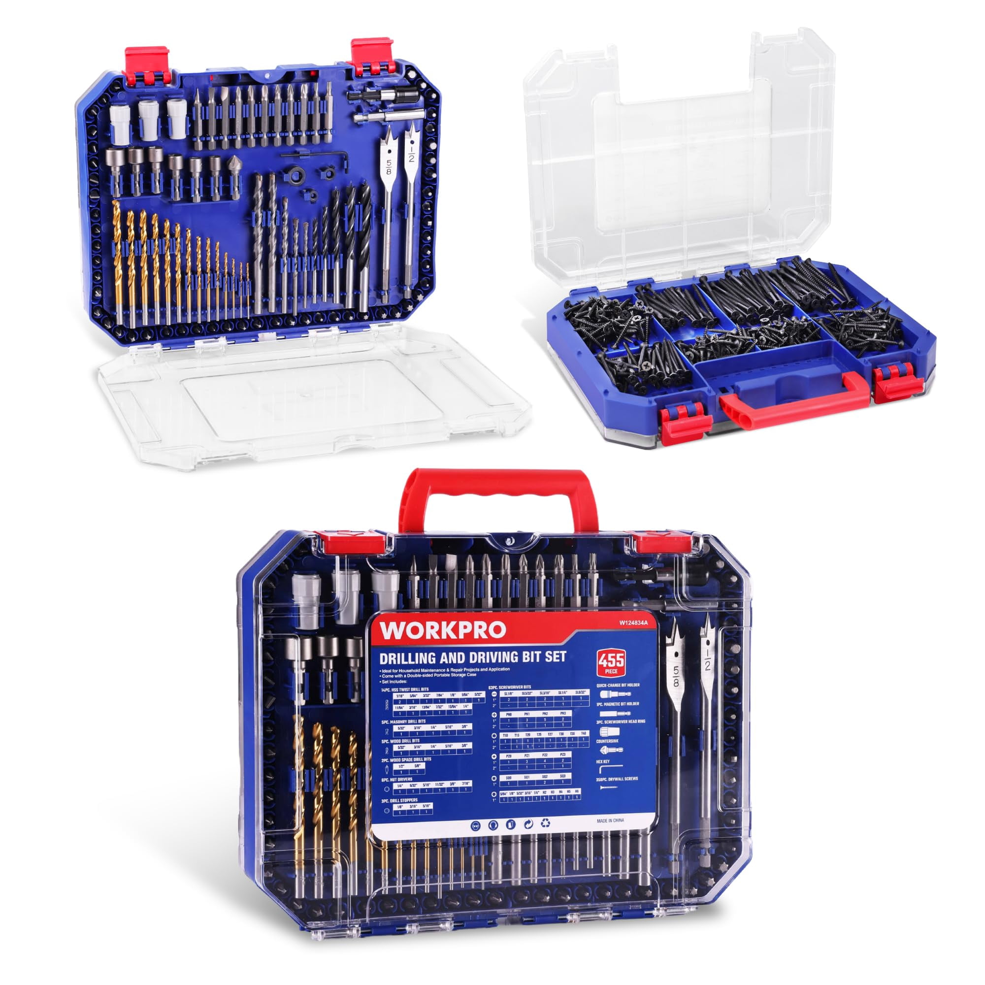 Workpro - Juego De Brocas Y Destornilladores 455 Piezas