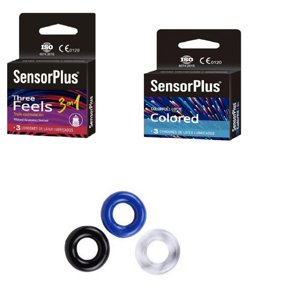 Sexram - Pack X3 Preservativos Sensor Plus + Anillo Colores
