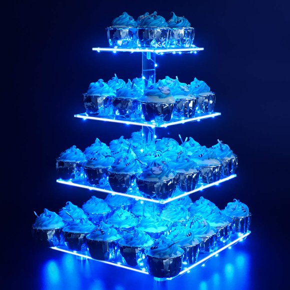 Soporte Para Cupcakes Acrílico De 4 Niveles Con Luz Led