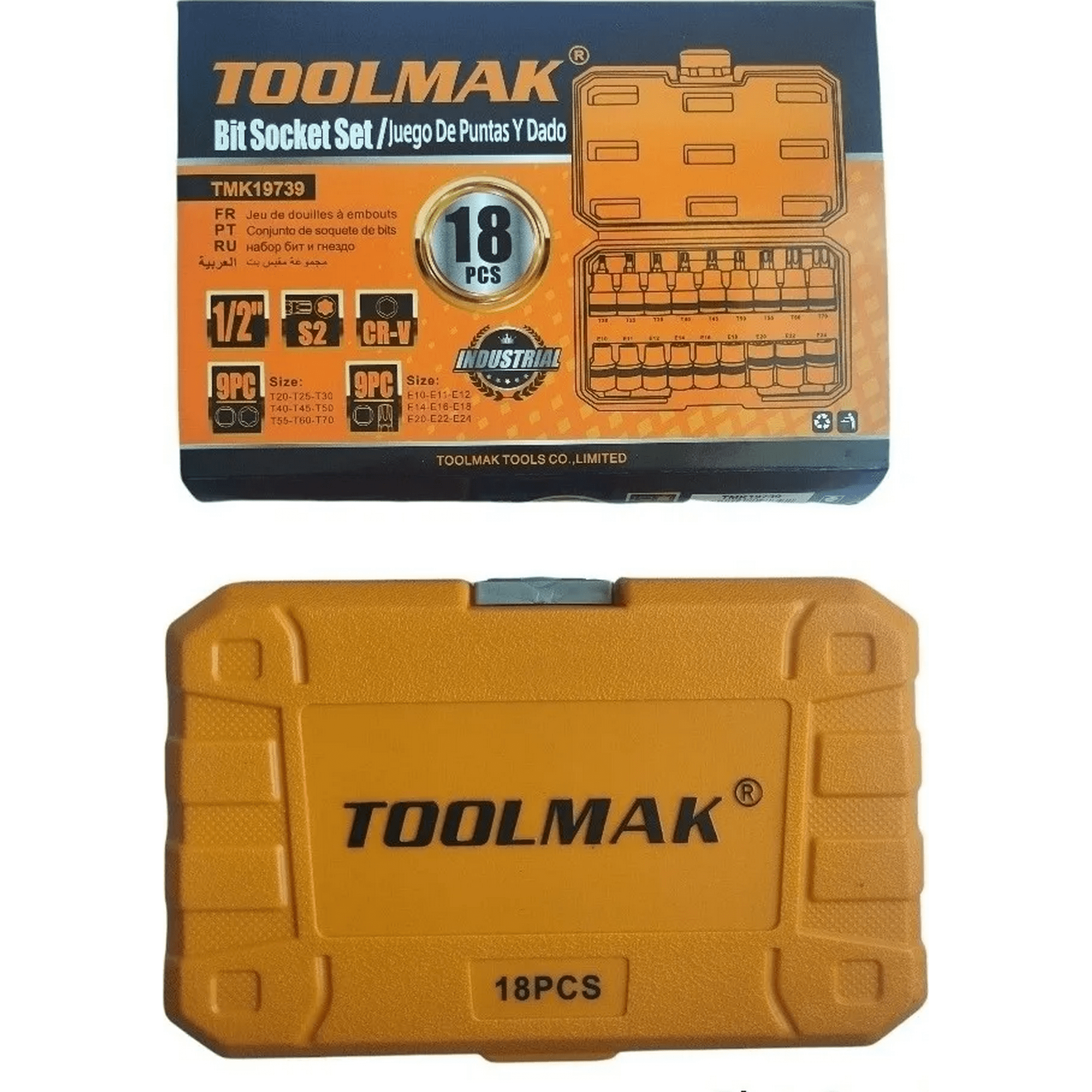 Genérico - Juego Dados Torx Y Estrella 1/2 Pulg Macho Hembra 18 Piezas