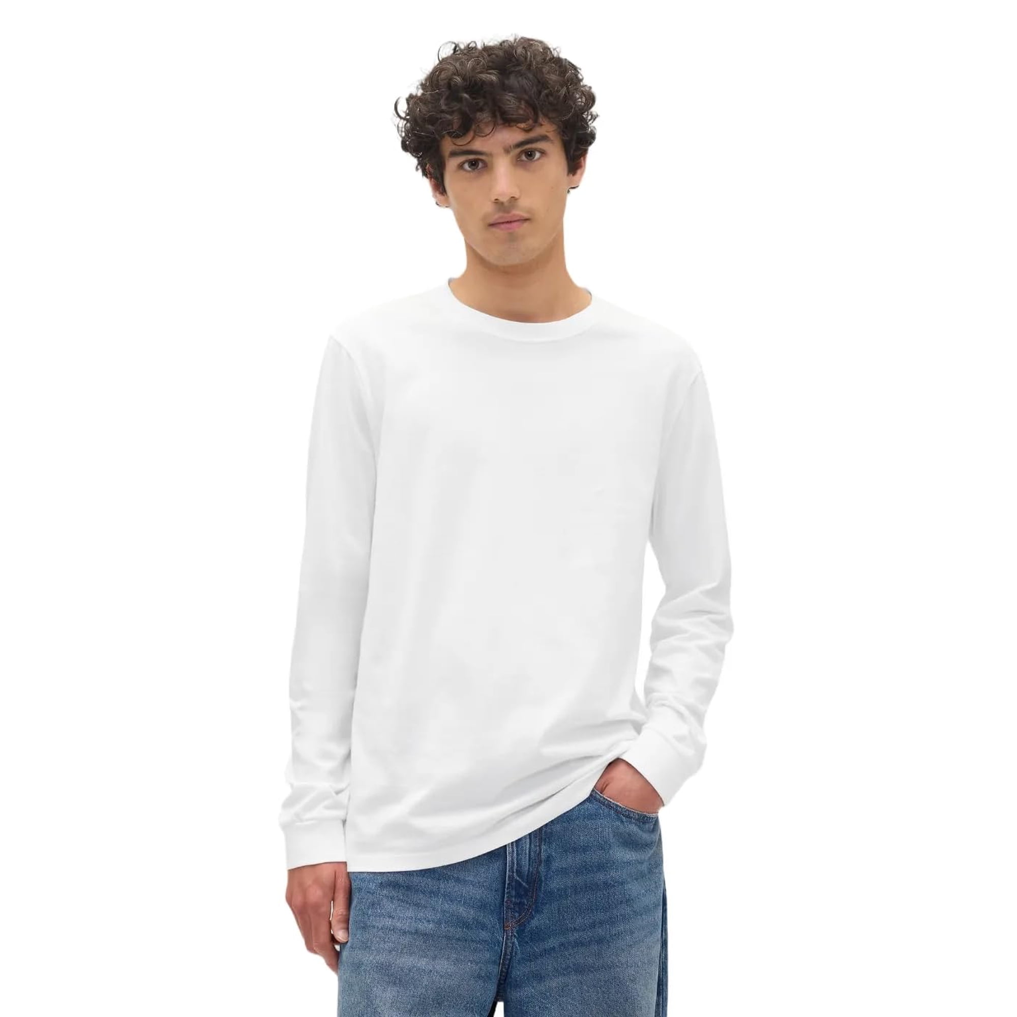 Camiseta Gap Para Hombre, Manga Larga, Suave, Color Blanco Roto, Talla L