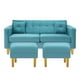 thumbnail image 1 of Sofa New Retro 3c + 2 Pouf Felpa 01 Turquesa, 1 of 6