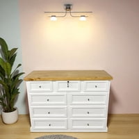 Arca Muebles - Cómoda De Madera De Pino 9 Cajones Malmo Color Blanco Miel