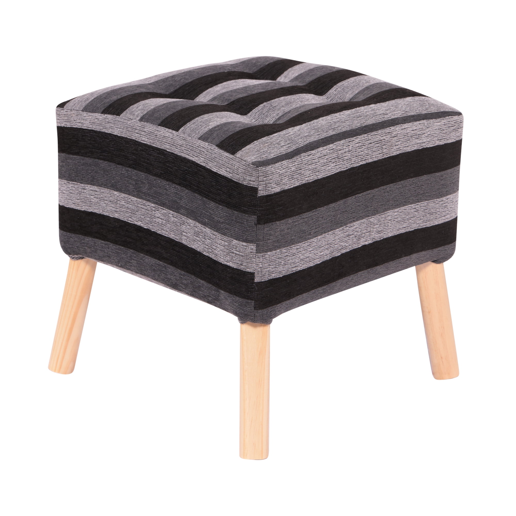 Máxima Design - Pouf Alemania Gris Negro Rayas 42x42x43 Cm