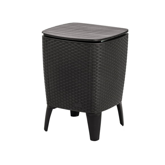 Mesa Cooler Capri Tipo Rattán Marrón Terraza MQ QRubber
