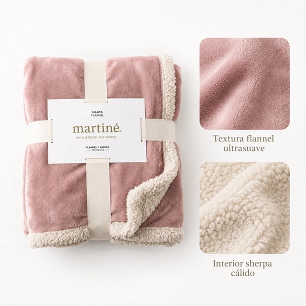 Manta Martiné Flannel Sherpa 127x152 cm Rosa chicle