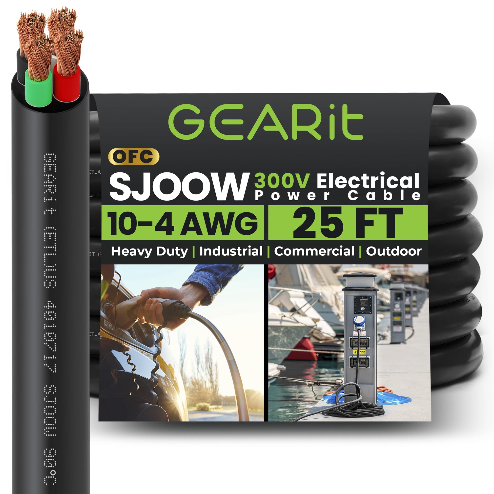 Cable De Alimentación Gearit 10 Awg 4 Conductores 7,5 M 300 V