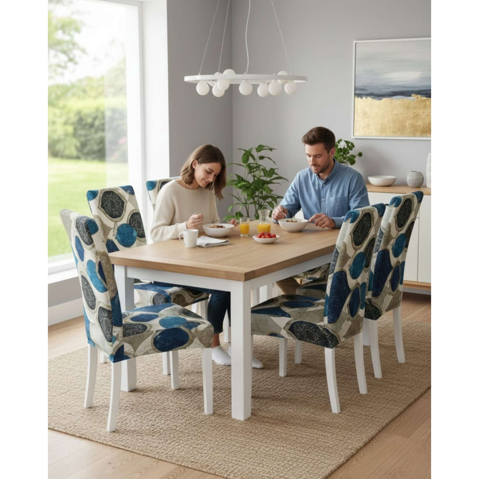 Mylhogar - Pack De 6 Fundas Elasticas Para Sillas Con Diseño Moderno