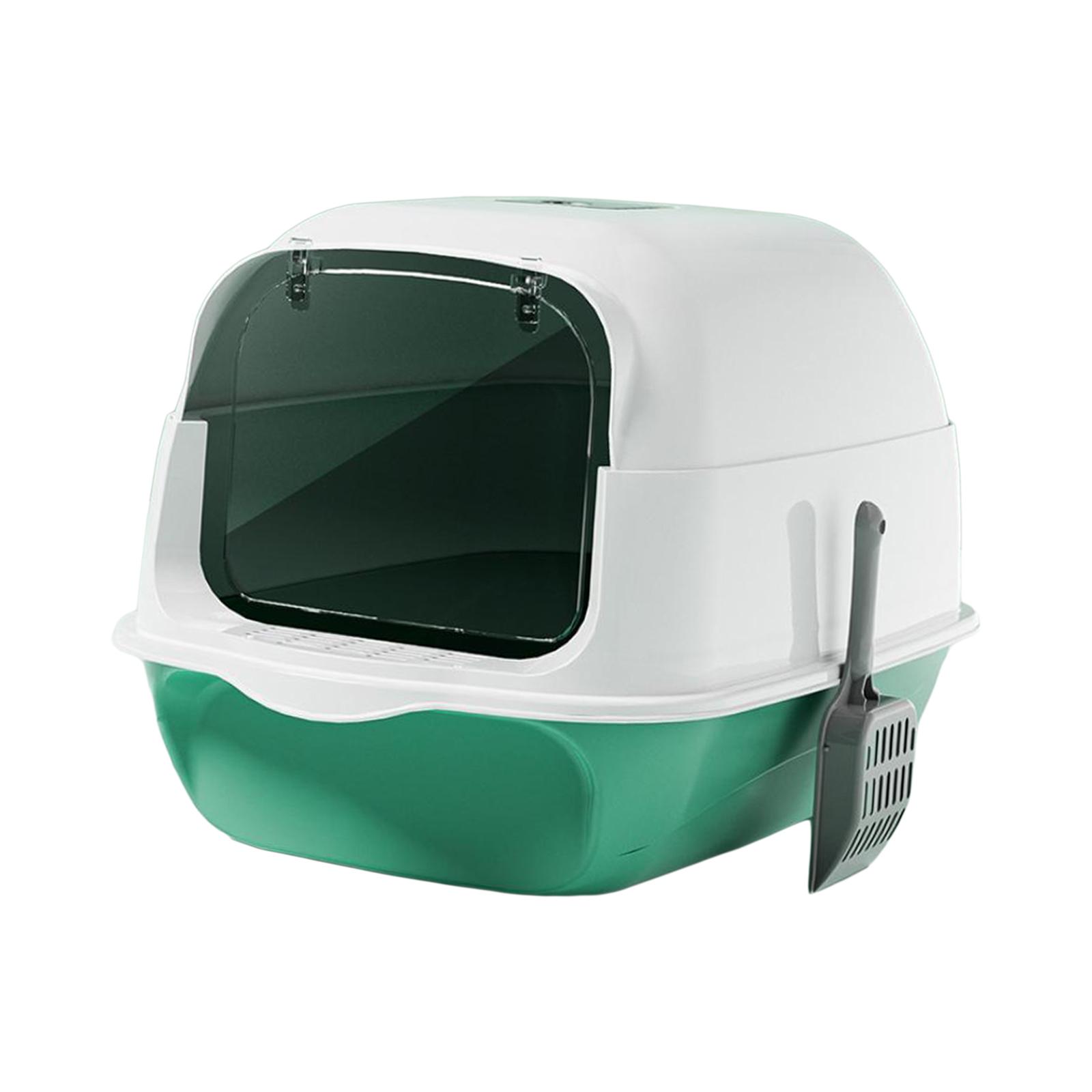 Ioensy - Caja De Arena Para Gatos Con Capucha Y Tapa, Bandeja De Arena Para Gatos Reutilizable, Grande, Antisalpicaduras, Verde