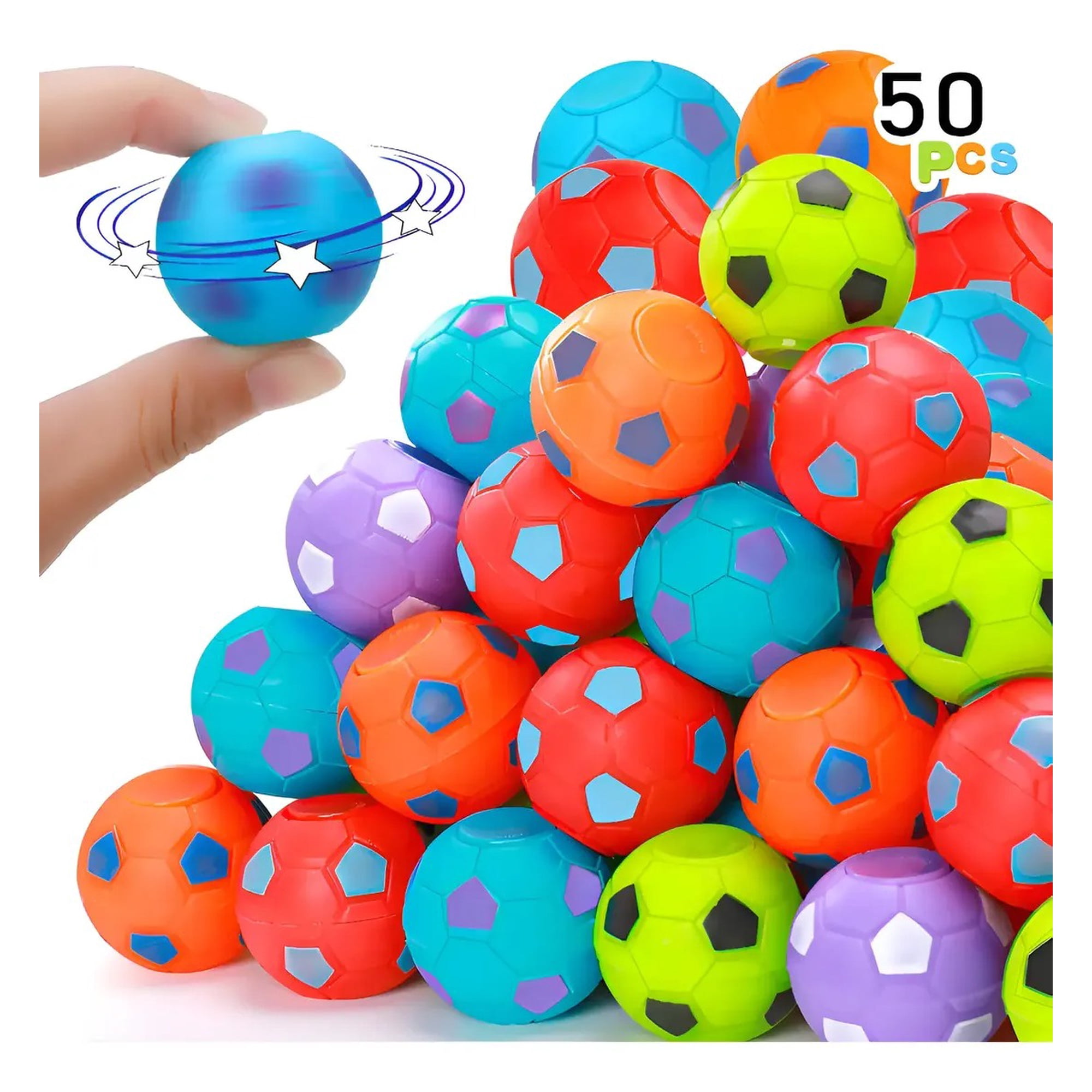 Genérica - Pack 50 Spinner De Pelotas De Fútbol Sorpresa De Cumpleaños