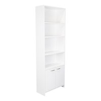 Fmfurniture - Mueble Biblioteca Blanco 2 Puertas Con 5 Repisas Organizador De Oficina Y Sala