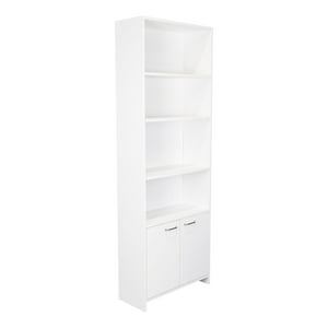 Fmfurniture - Mueble Biblioteca Blanco 2 Puertas Con 5 Repisas Organizador De Oficina Y Sala