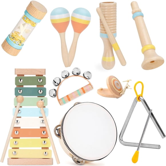 Set Instrumentos Musicales Madera ZJEFUNS Montessori 9 en 1