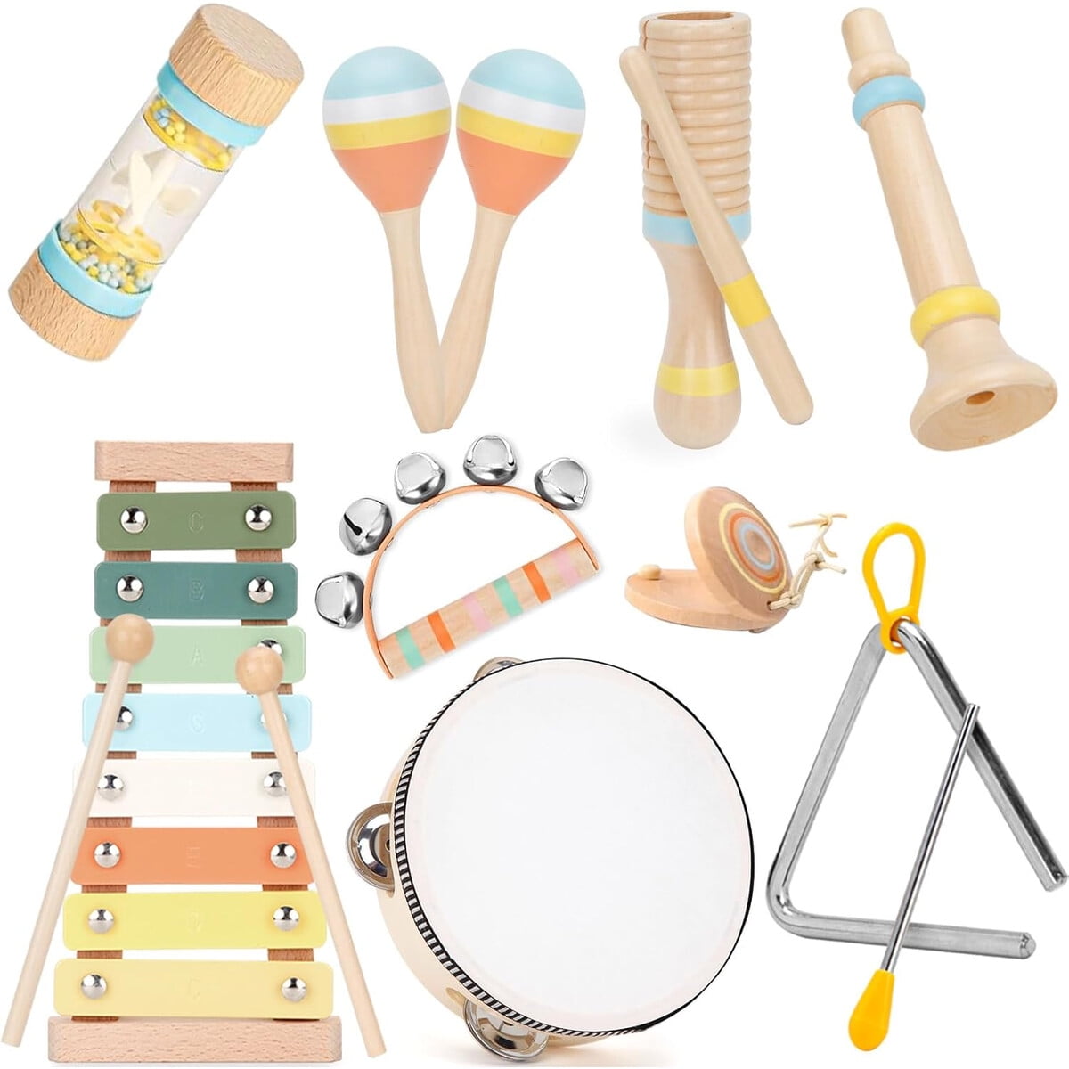 Set Instrumentos Musicales Madera Zjefuns Montessori 9 En 1
