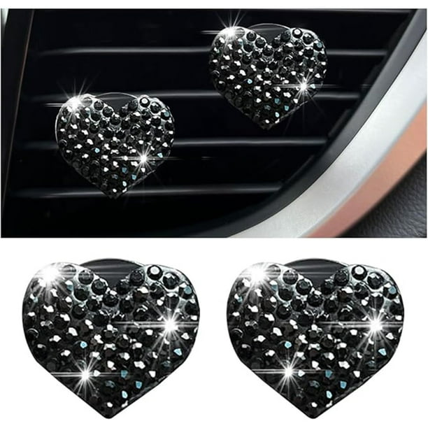 Clip de ventilación para ambientadores de automóviles, diseño exterior amoroso, diamantes de imitación de vidrio, decoración interior brillante del automóvil, hermosos accesorios para mujeres y niñas