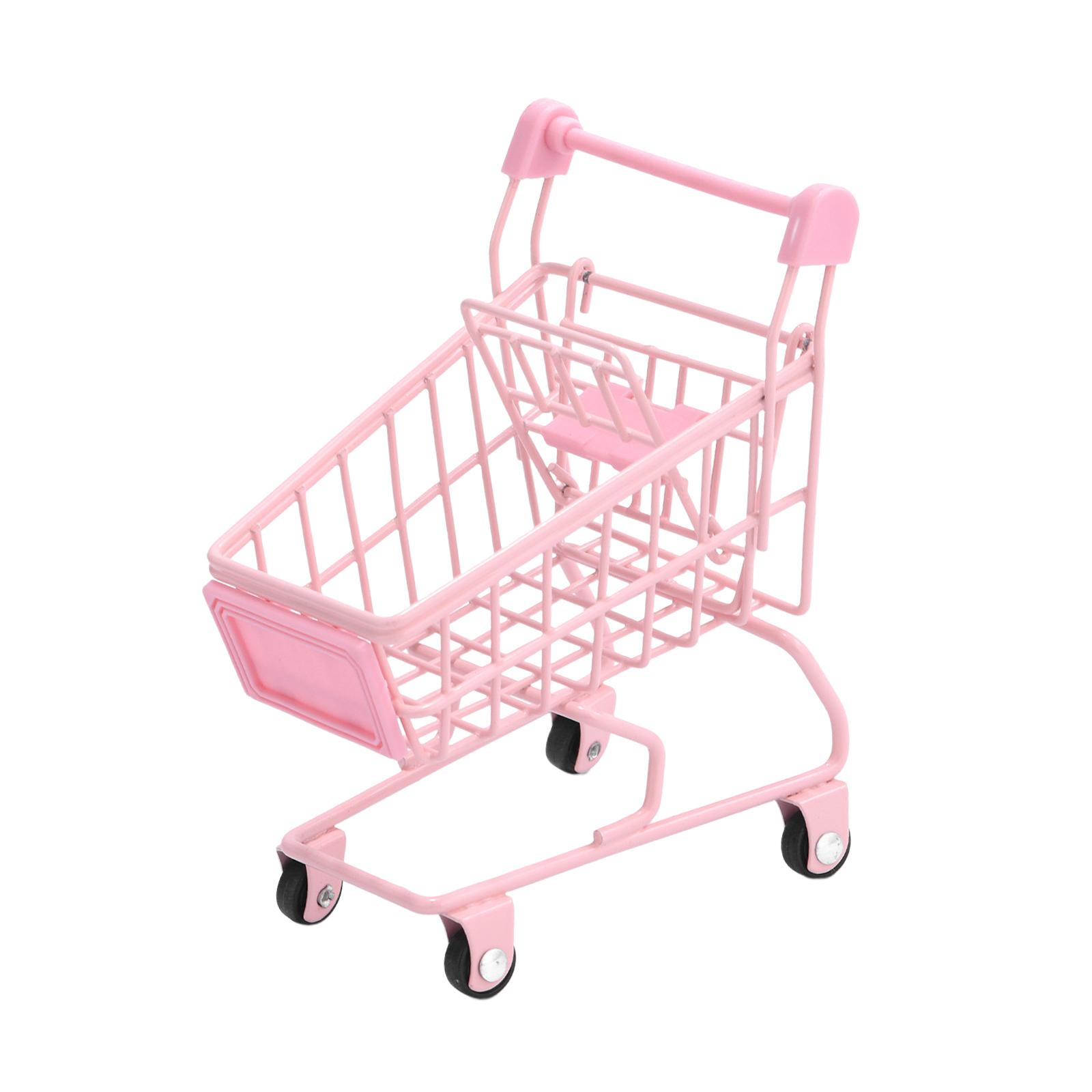 Magideal - Mini Carrito De Compras Organizador De Escritorio Trolley Fotografía Prop Organizador De Oficina De Usos Múltiples Para Escritorio De Oficina Cesta , Rosado