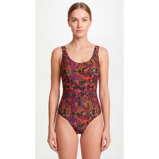 Traje de baño mujer reductor clásico estampado negro Talla M