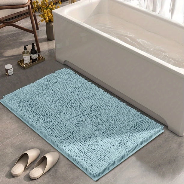 1pc Chenille Bath Rug, Soft Non-Slip Quick Dry Bath Mat, Absorbent Machine Washable Shower Carpet For Home Bathroom, Bathroom Accessories
