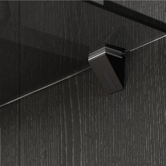 2 Soportes Repisa Cristal Kalabrone Mini Negro Mate 5-10 mm