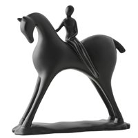 Bothyi - Escultura Abstracta De Caballo, Adorno De Mesa Para Estantería De Oficina, Color Negro