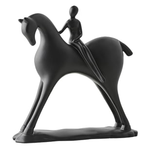 Bothyi - Escultura Abstracta De Caballo, Adorno De Mesa Para Estantería De Oficina, Color Negro