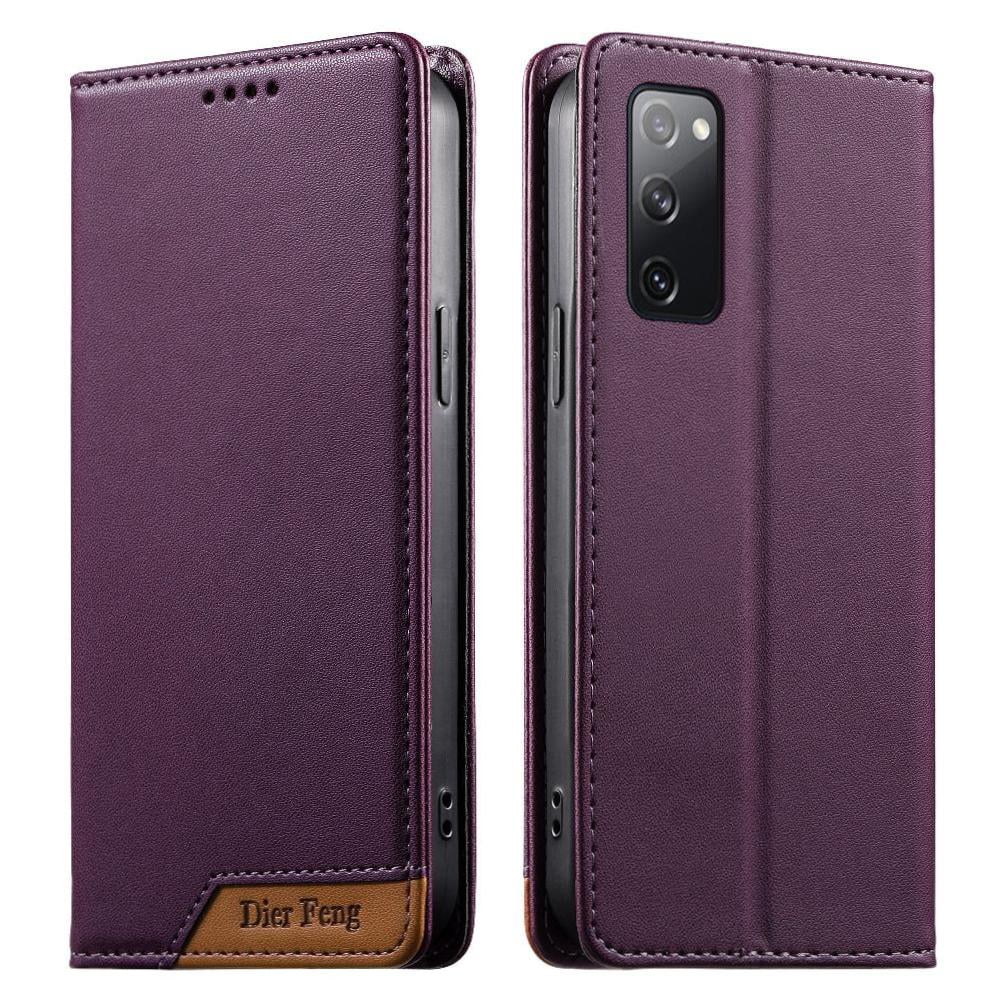 Foxdock - Funda Tipo Cartera De Cuero Sintético Para Samsung Galaxy S20 Fe Bloqueo Rfid, Con Ranuras Para Tarjetas Y Bolsillo Para Efectivo, Cierre Magnético Fuerte Morado