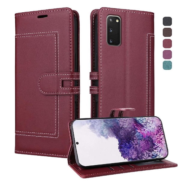 Premium Wallet Case for Samsung Galaxy S20 with Card Slots & Kickstand, Flip Cover Red