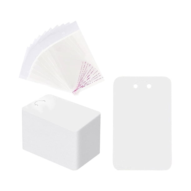 100 Tarjetas De Exhibición De Llavero Con Bolsas Autosellantes 3''X4.7'' Etiquetas De Precio Blanco
