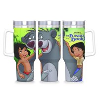 Desmarcar - El Libro De La Selva Vaso Aislado De Acero Inoxidable Con Asa, Diseño Temático, Regalo Para Familia, Amigos Y Fans; Incluye Pajita Y Encaja En El Portavasos Estándar, 40 Oz