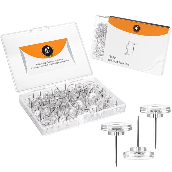 Push Pins Luxurecourt Clear, 150 unidades, para tablón de anuncios