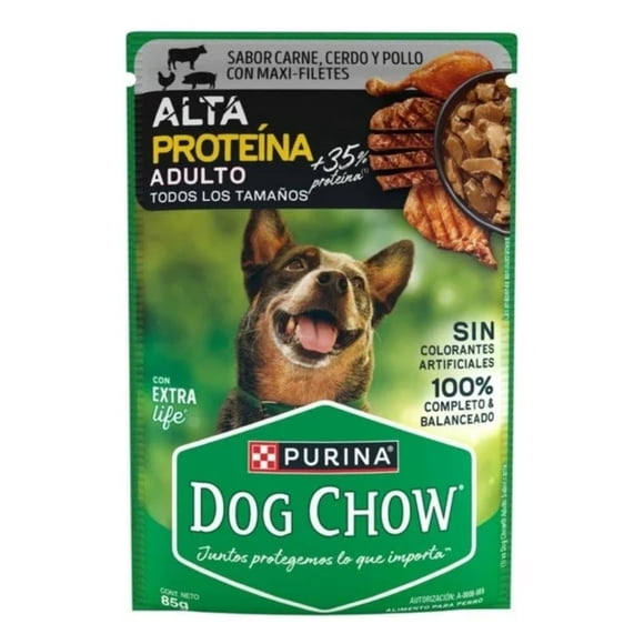 Alimento Húmedo Perro Adulto Dog Chow Alta Proteína 85g Pack 15 Unidades