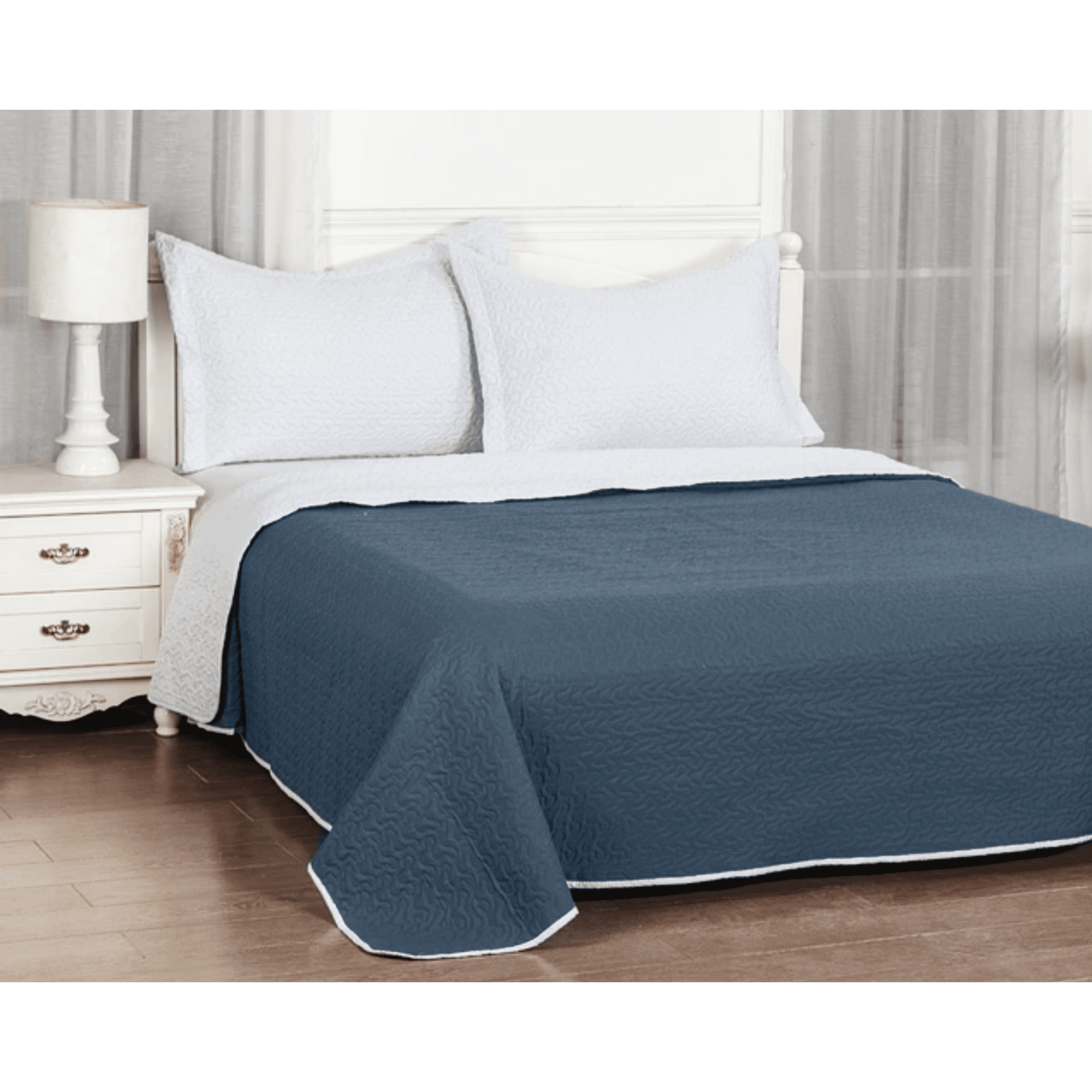 Clems - Cubrecama Quilt Reversible 2 Plazas 240x260cm Azul
