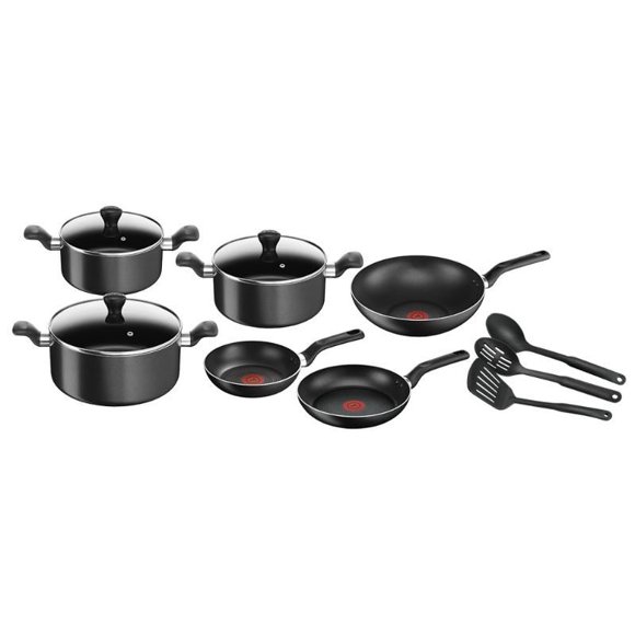 Batería de Cocina 12 Piezas Super Cook B459Sc84 Aluminio Negro